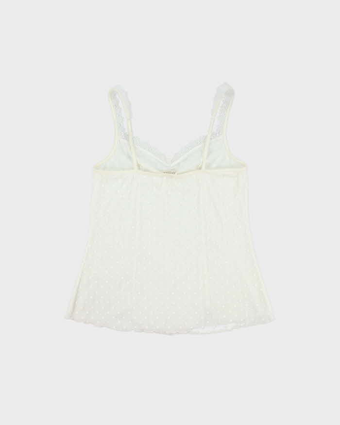 Vintage Y2k 2000s Arianne Embroidered Polka Dot Mesh Cami Top - M