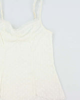 Vintage Y2k 2000s Arianne Embroidered Polka Dot Mesh Cami Top - M