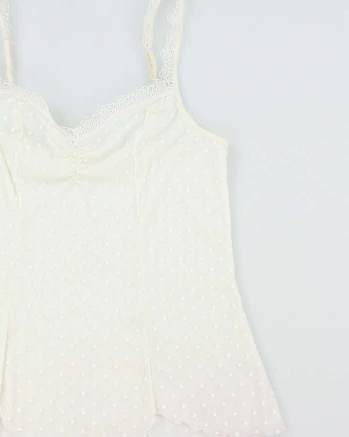 Vintage Y2k 2000s Arianne Embroidered Polka Dot Mesh Cami Top - M
