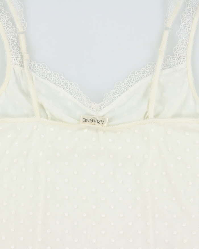 Vintage Y2k 2000s Arianne Embroidered Polka Dot Mesh Cami Top - M