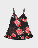 Vintage Y2k 2000s La Senza Floral Mesh Ruffle Hem Cami Top - S