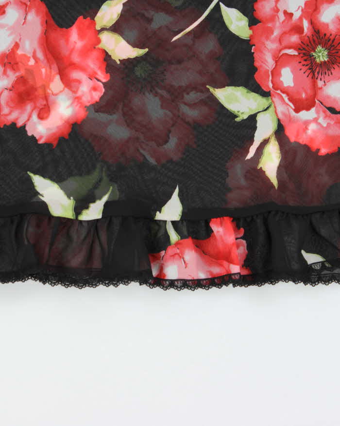 Vintage Y2k 2000s La Senza Floral Mesh Ruffle Hem Cami Top - S