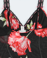 Vintage Y2k 2000s La Senza Floral Mesh Ruffle Hem Cami Top - S