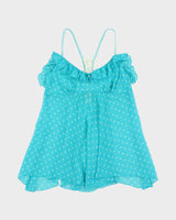 Vintage Y2k 2000s In Bloom Polka Dot Mesh Cami Top - L