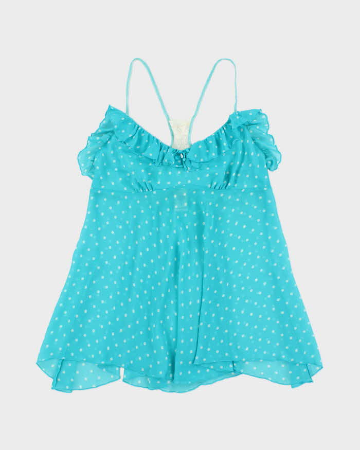 Vintage Y2k 2000s In Bloom Polka Dot Mesh Cami Top - L