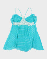 Vintage Y2k 2000s In Bloom Polka Dot Mesh Cami Top - L