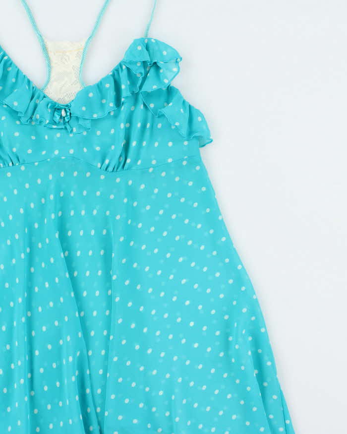 Vintage Y2k 2000s In Bloom Polka Dot Mesh Cami Top - L