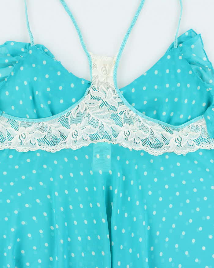Vintage Y2k 2000s In Bloom Polka Dot Mesh Cami Top - L