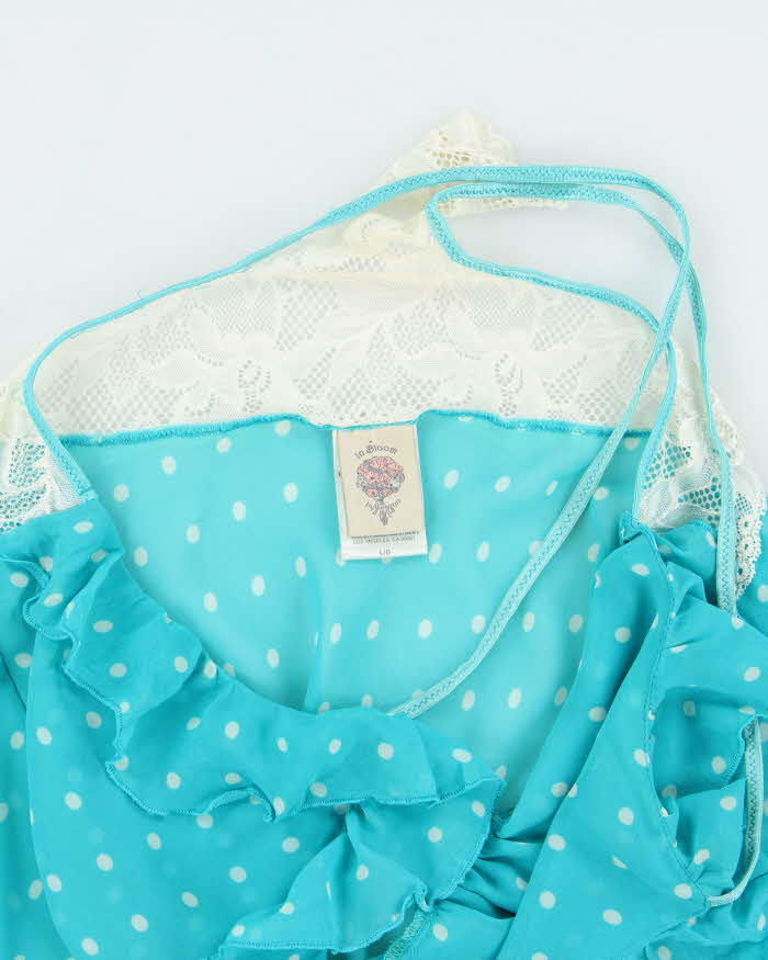 Vintage Y2k 2000s In Bloom Polka Dot Mesh Cami Top - L
