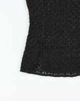 Vintage 1990s Beaded Crochet Boatneck Top - XS