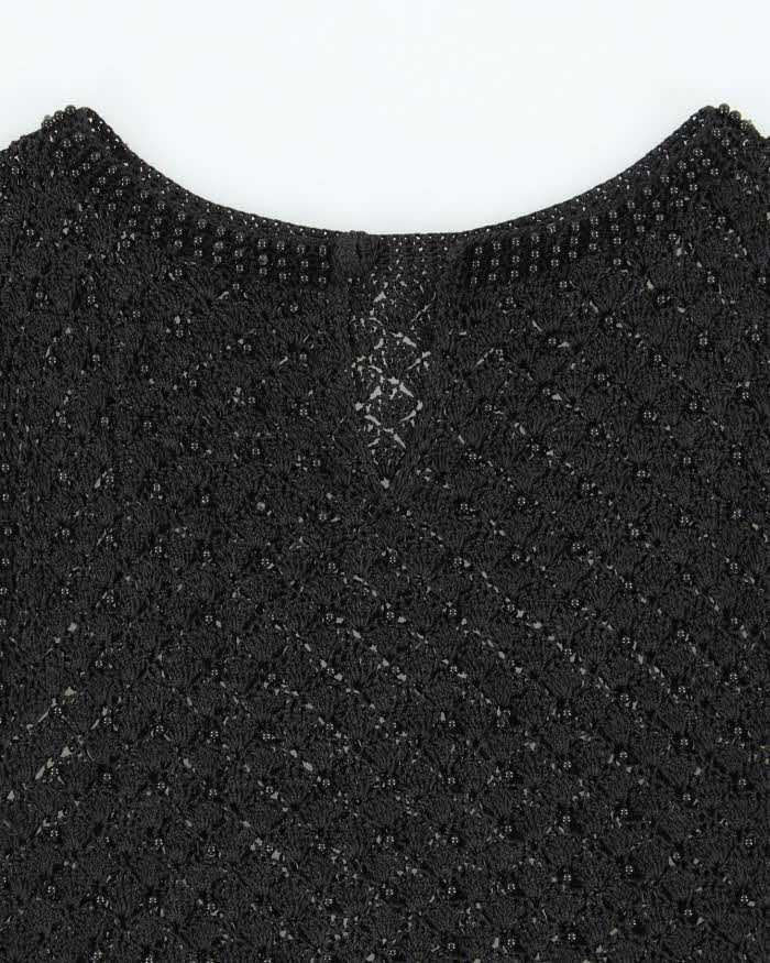 Vintage 1990s Beaded Crochet Boatneck Top - XS