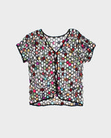 Vintage Y2k 2000s Crochet Multi-coloured Beaded Cardigan - M