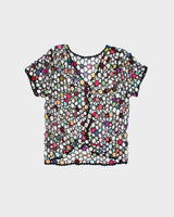 Vintage Y2k 2000s Crochet Multi-coloured Beaded Cardigan - M