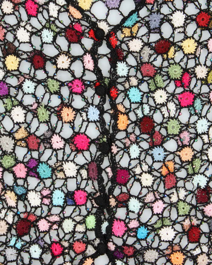 Vintage Y2k 2000s Crochet Multi-coloured Beaded Cardigan - M