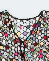 Vintage Y2k 2000s Crochet Multi-coloured Beaded Cardigan - M