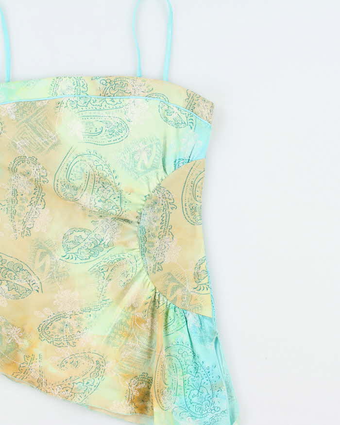Vintage Y2k 2000s Le Chateau Paisley Pattern Asymmetric Hem Top - S
