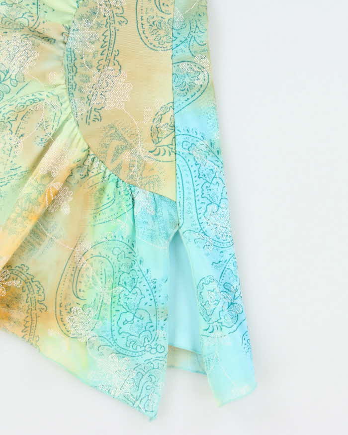 Vintage Y2k 2000s Le Chateau Paisley Pattern Asymmetric Hem Top - S