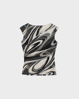 Vintage 1990s Tension Mesh Swirl Print Top - XS
