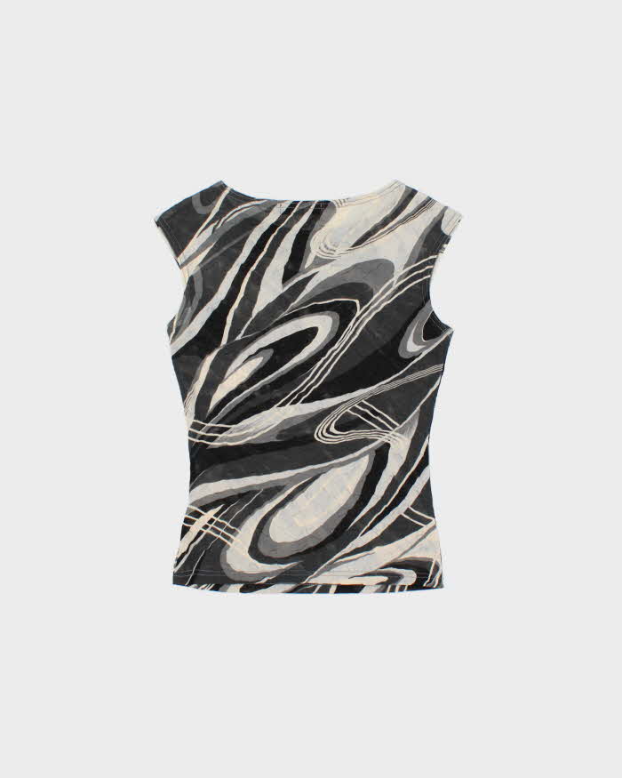 Vintage 1990s Tension Mesh Swirl Print Top - XS