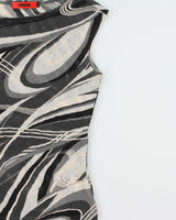 Vintage 1990s Tension Mesh Swirl Print Top - XS