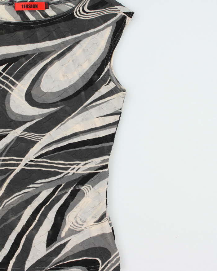 Vintage 1990s Tension Mesh Swirl Print Top - XS