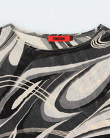 Vintage 1990s Tension Mesh Swirl Print Top - XS