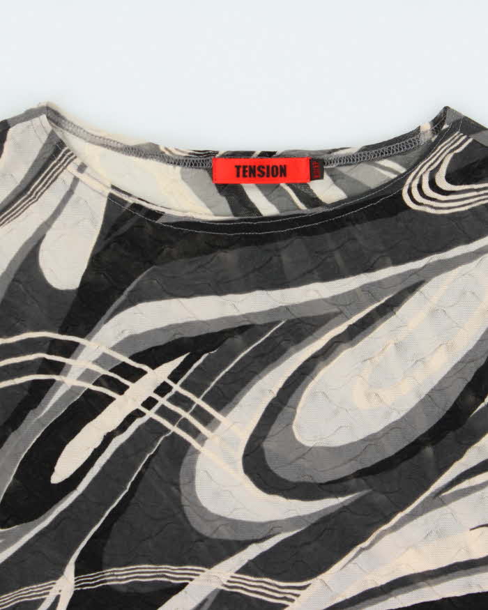 Vintage 1990s Tension Mesh Swirl Print Top - XS