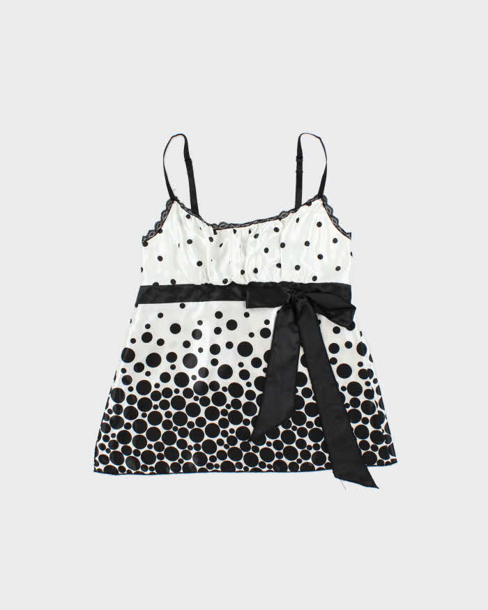 Vintage Y2k 2000s Heart Soul Spotty Polka Dot Satin Cami Top - S