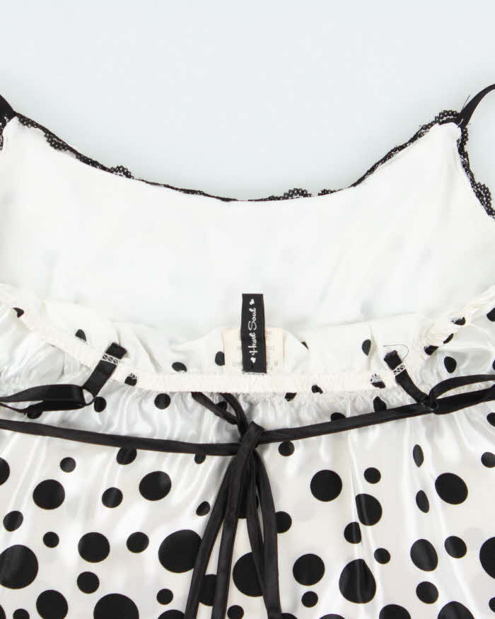 Vintage Y2k 2000s Heart Soul Spotty Polka Dot Satin Cami Top - S