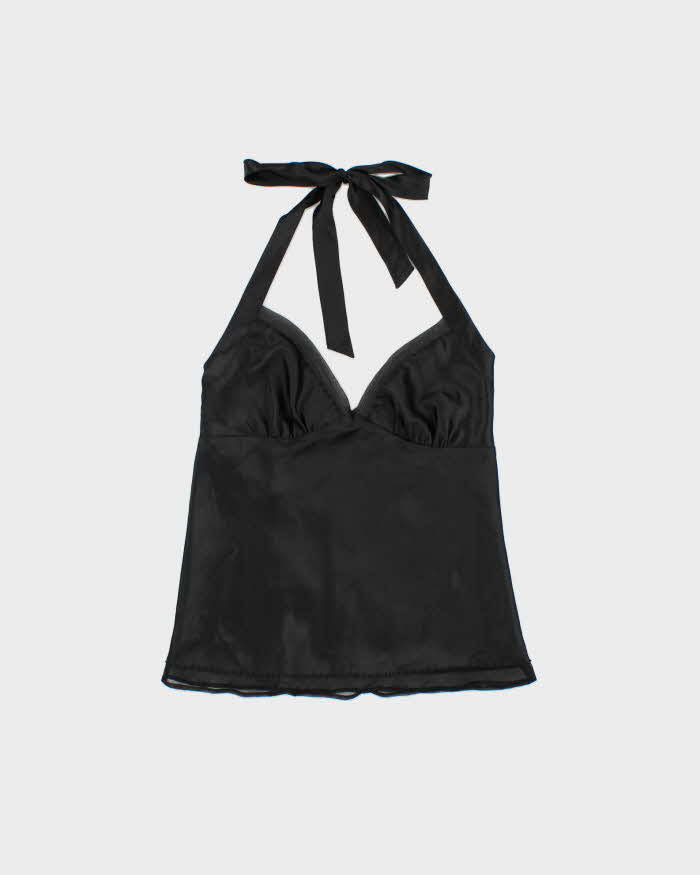 Vintage 2000s La Senza Satin Beaded Halter Neck Top - S