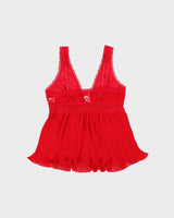 Vintage Y2k 2000s In Bloom Lace &amp; Plisse Mesh Top - M