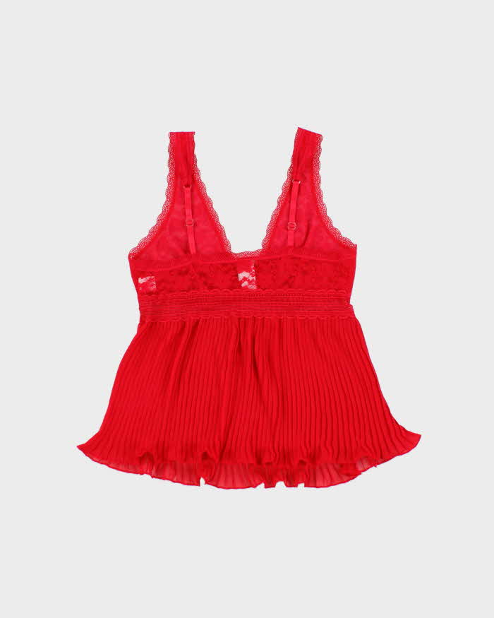 Vintage Y2k 2000s In Bloom Lace &amp; Plisse Mesh Top - M