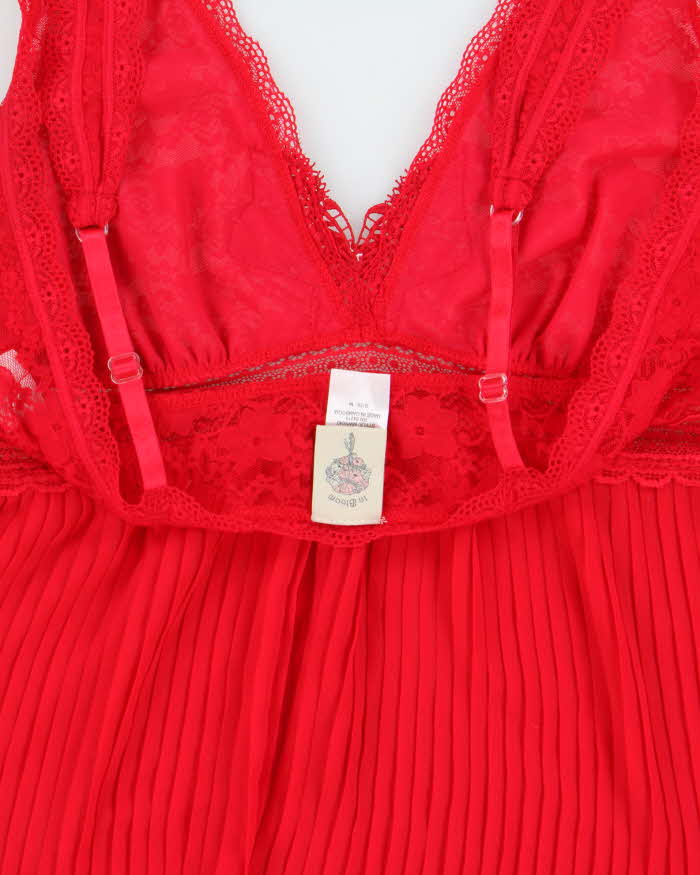 Vintage Y2k 2000s In Bloom Lace &amp; Plisse Mesh Top - M
