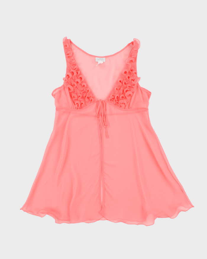 Vintage Y2k 2000s La Senza Mesh Ruffle Tie Front Top - M