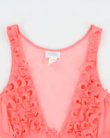 Vintage Y2k 2000s La Senza Mesh Ruffle Tie Front Top - M