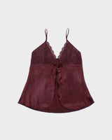 Vintage Y2k 2000s Bow Satin &amp; Lace Cami Top - M