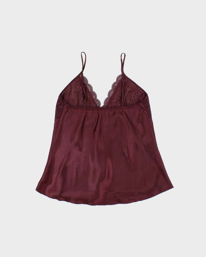 Vintage Y2k 2000s Bow Satin &amp; Lace Cami Top - M