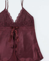 Vintage Y2k 2000s Bow Satin &amp; Lace Cami Top - M