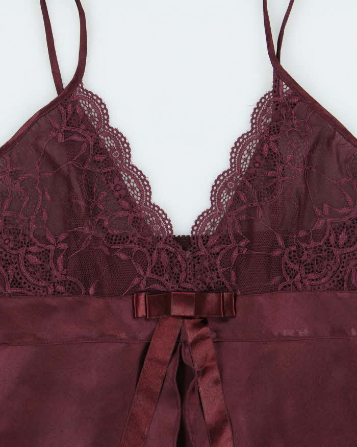 Vintage Y2k 2000s Bow Satin &amp; Lace Cami Top - M