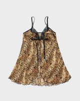 Vintage 1990s La Vie En Rose Animal Print Mesh Open Front Cami Top - S