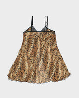 Vintage 1990s La Vie En Rose Animal Print Mesh Open Front Cami Top - S
