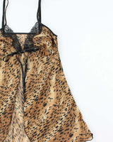 Vintage 1990s La Vie En Rose Animal Print Mesh Open Front Cami Top - S