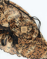 Vintage 1990s La Vie En Rose Animal Print Mesh Open Front Cami Top - S