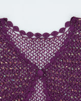 Vintage Y2k 2000s Crochet Sequin Short Sleeve Cardigan - M