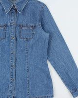 Vintage 1990s Anne Klein Denim Blouse - M