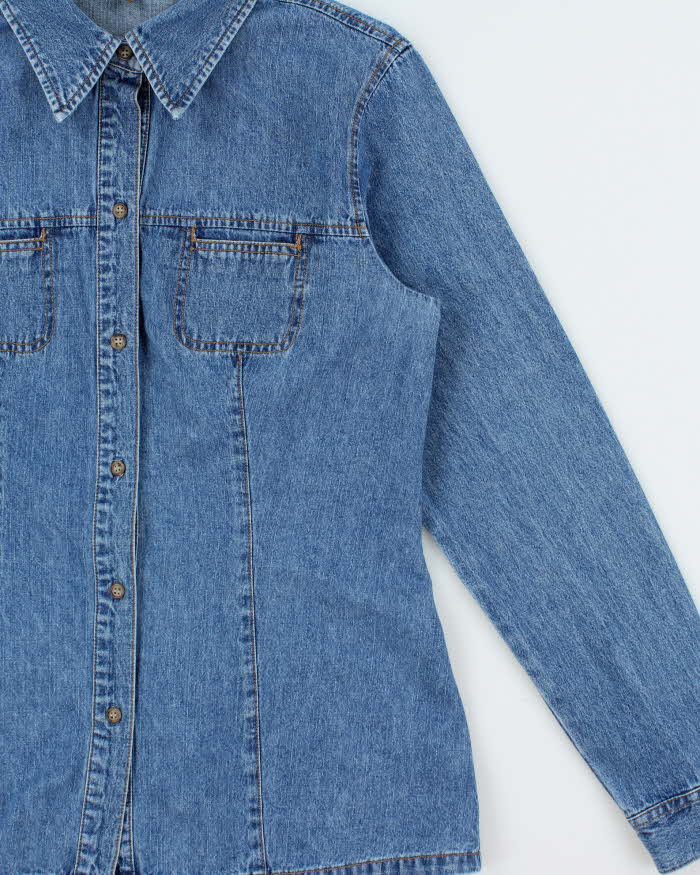 Vintage 1990s Anne Klein Denim Blouse - M