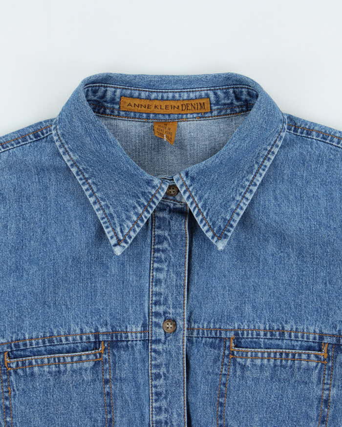 Vintage 1990s Anne Klein Denim Blouse - M
