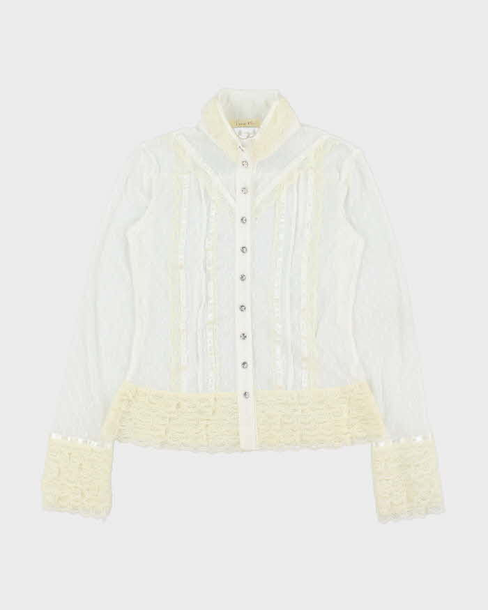 Vintage 2000s Two too Lace High Neck Blouse - M