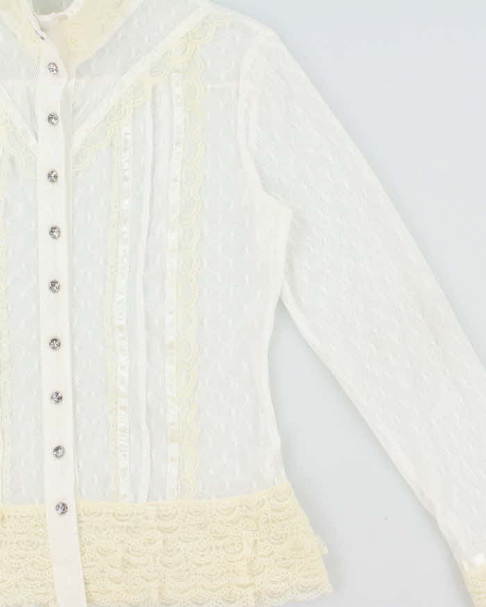 Vintage 2000s Two too Lace High Neck Blouse - M