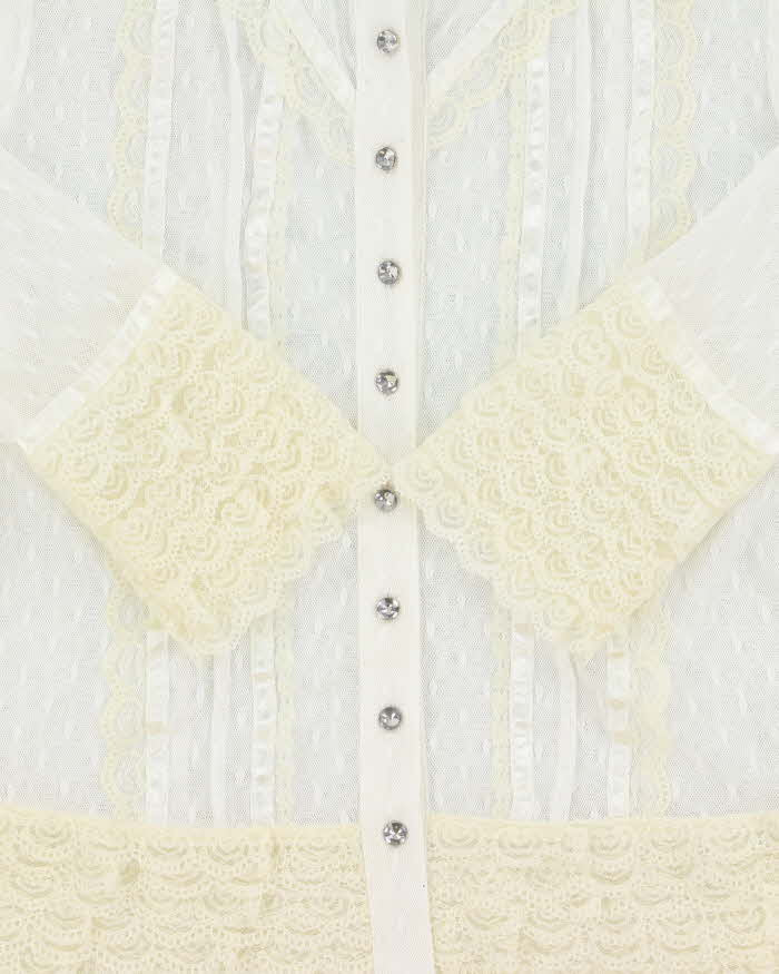 Vintage 2000s Two too Lace High Neck Blouse - M
